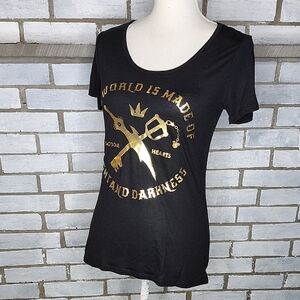 Disney Kingdom Hearts Keyblade Women's Short Sleeve T-Shirt Small Gold Black